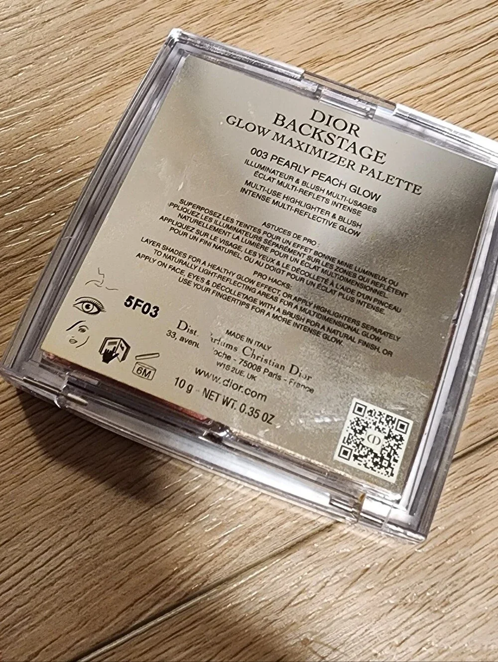 Dior Backstage Glow Maximizer Face Palette 003 Pearly Peach Glow New Unbox